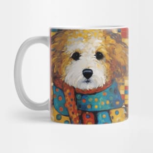 Gustav Klimt Style Dog with Colorful Scarf Mug